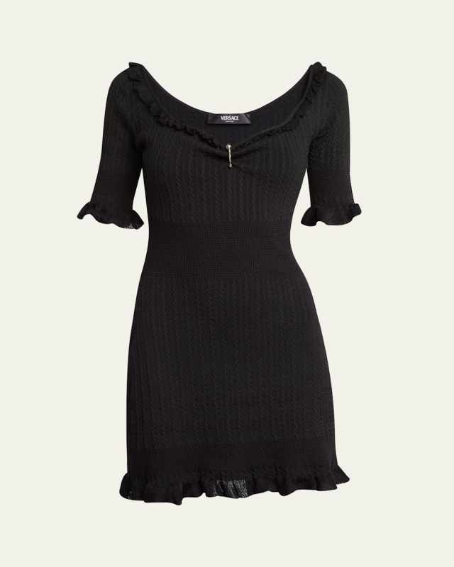 Medusa Pin-Gathered Micro Cable Mini Dress
